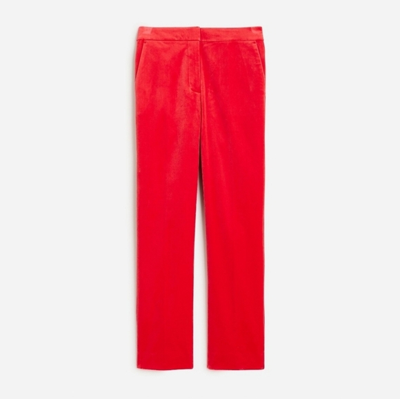 J.Crew Kate Straight-Leg Red Pant In Stretch Velvet Size 00 NWT - Picture 8 of 11